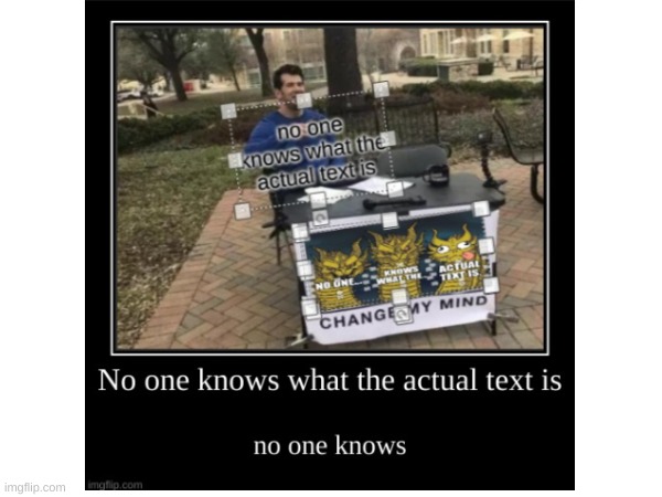 no one knows what the actual text is | image tagged in am i the only one around here | made w/ Imgflip meme maker
