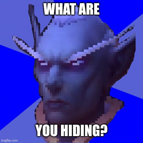 An Illusion What Are You Hiding WoW Elf | WHAT ARE YOU HIDING? | image tagged in an illusion what are you hiding wow elf | made w/ Imgflip meme maker