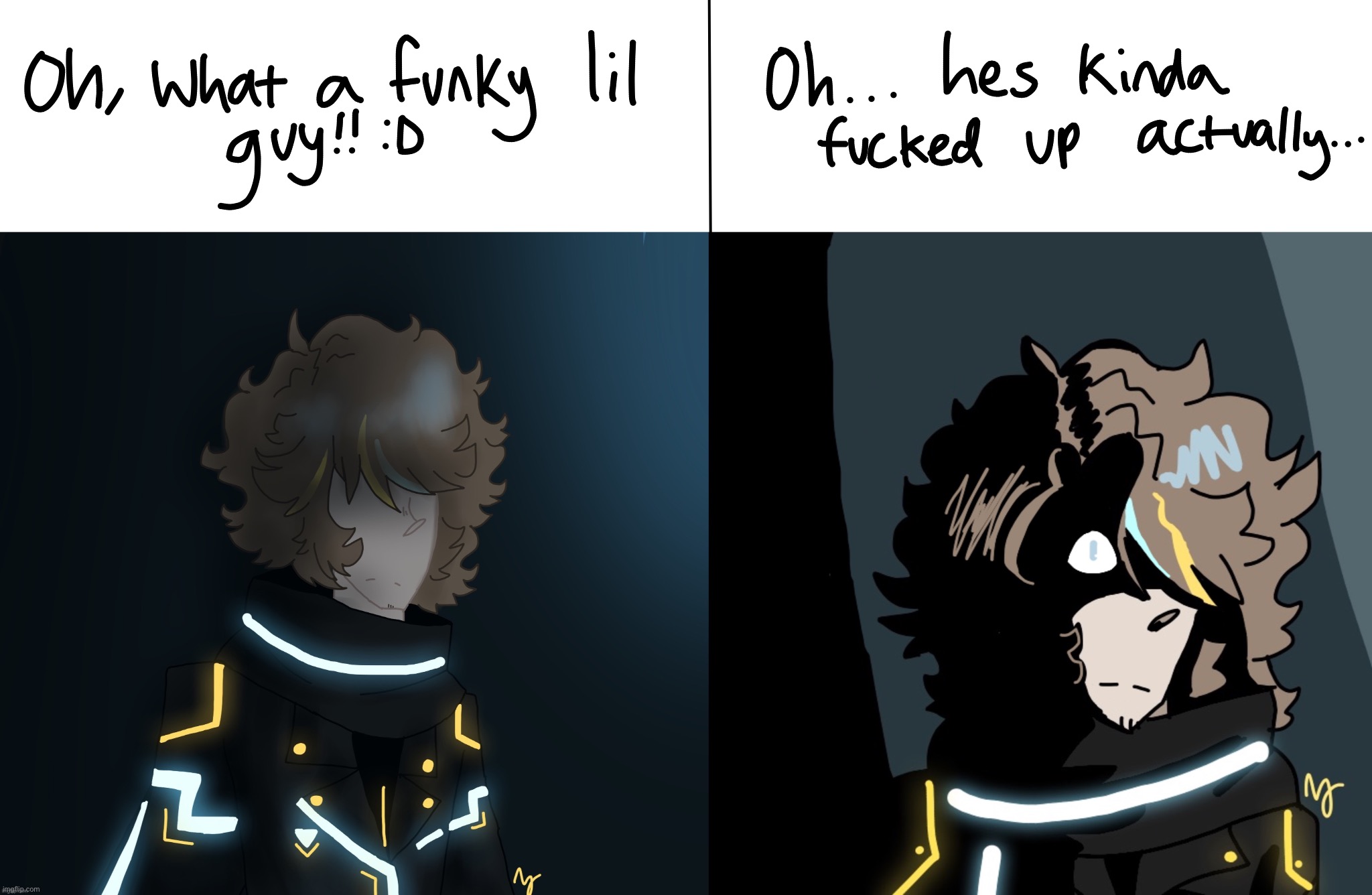 i had so much fun drawing the image on the right tbh | made w/ Imgflip meme maker