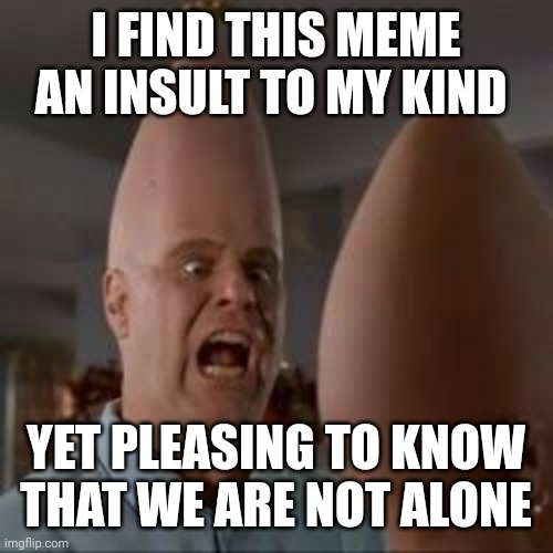 Coneheads | I FIND THIS MEME AN INSULT TO MY KIND YET PLEASING TO KNOW THAT WE ARE NOT ALONE | image tagged in coneheads | made w/ Imgflip meme maker