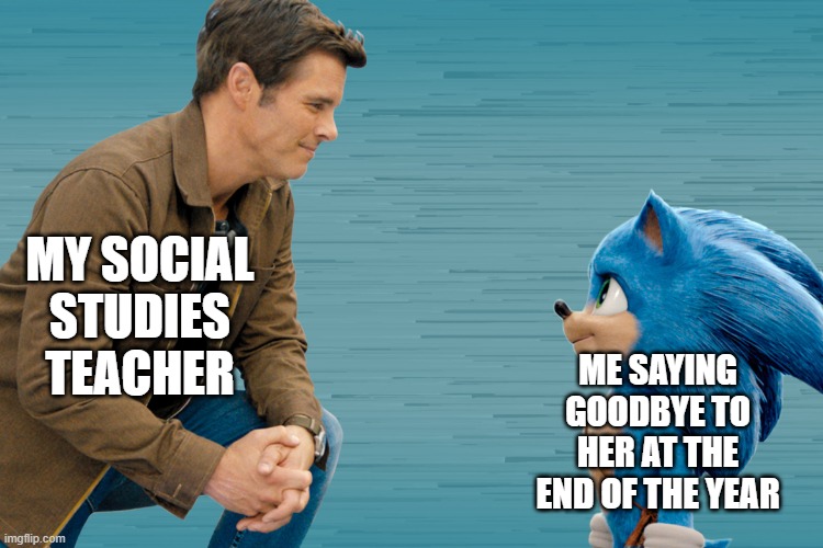 Mrs. Nixon, if you see this, I loved being in your class and you will always hold a special place in my heart. | MY SOCIAL STUDIES TEACHER; ME SAYING GOODBYE TO HER AT THE END OF THE YEAR | image tagged in tom and sonic saying goodbye | made w/ Imgflip meme maker