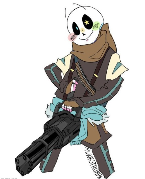 High Quality Ink Sans with a Machine Gun Blank Meme Template