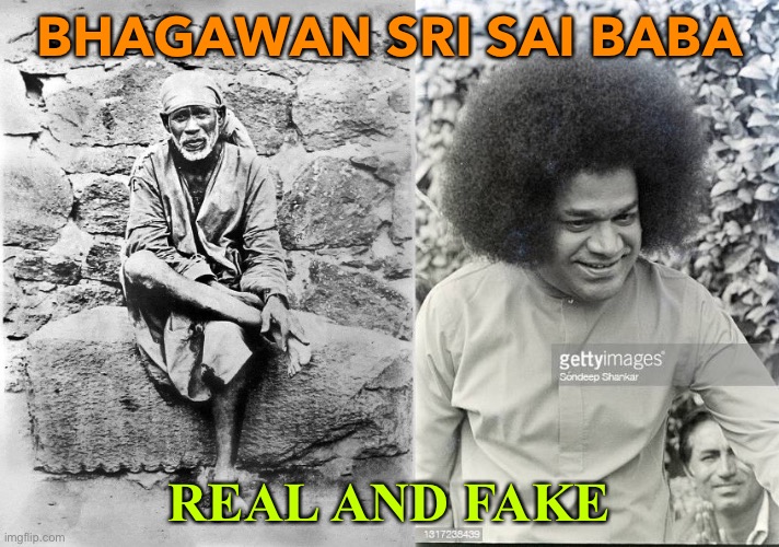 REAL AND FAKE | BHAGAWAN SRI SAI BABA; REAL AND FAKE | image tagged in sai baba | made w/ Imgflip meme maker