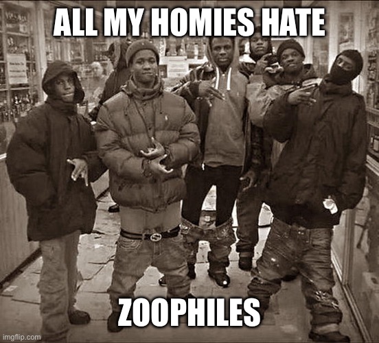 I’m so glad I found this stream | ALL MY HOMIES HATE; ZOOPHILES | image tagged in all my homies hate | made w/ Imgflip meme maker