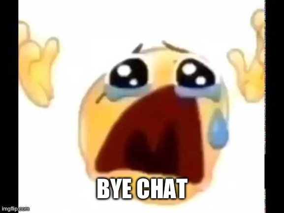 cursed crying emoji | BYE CHAT | image tagged in cursed crying emoji | made w/ Imgflip meme maker