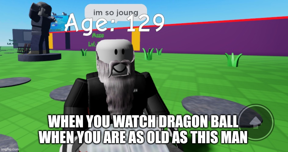 Im so young template | WHEN YOU WATCH DRAGON BALL WHEN YOU ARE AS OLD AS THIS MAN | image tagged in im so young template | made w/ Imgflip meme maker