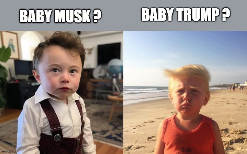 well there you go | BABY TRUMP ? BABY MUSK ? | image tagged in trump,elon musk | made w/ Imgflip meme maker