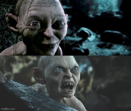 Gollum schizophrenia | image tagged in gollum schizophrenia | made w/ Imgflip meme maker