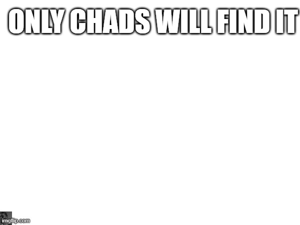 you wont find it | ONLY CHADS WILL FIND IT | made w/ Imgflip meme maker