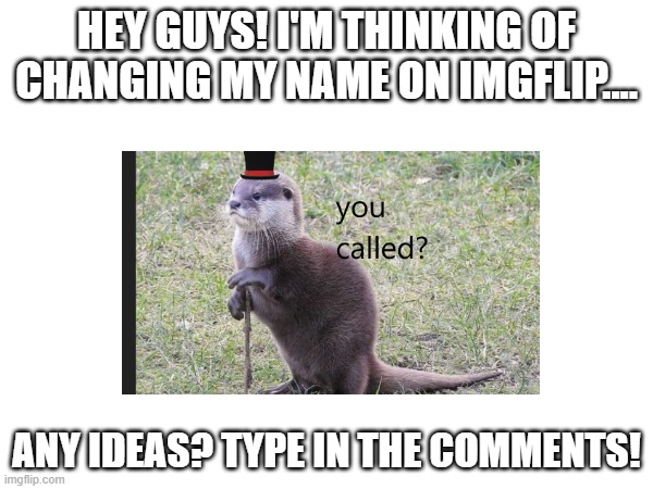 Any ideas??? | HEY GUYS! I'M THINKING OF CHANGING MY NAME ON IMGFLIP.... ANY IDEAS? TYPE IN THE COMMENTS! | image tagged in wowwww | made w/ Imgflip meme maker