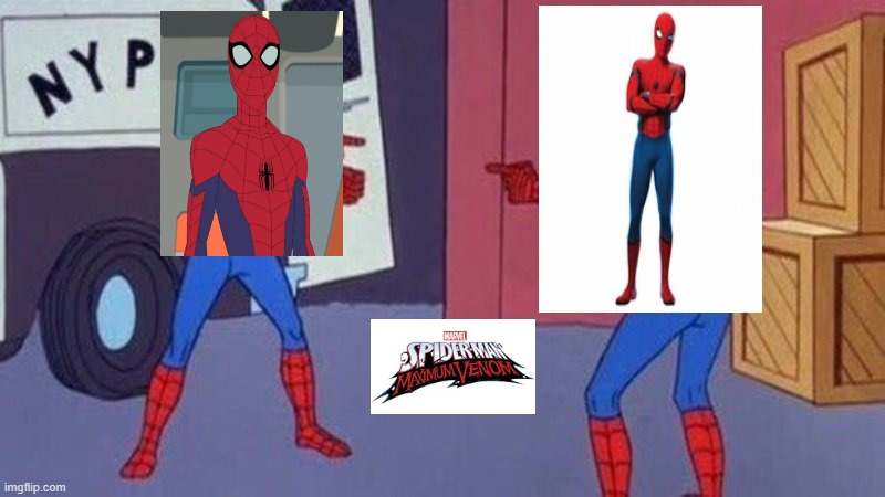mcu vs cartoon | image tagged in spiderman pointing at spiderman,mcu | made w/ Imgflip meme maker