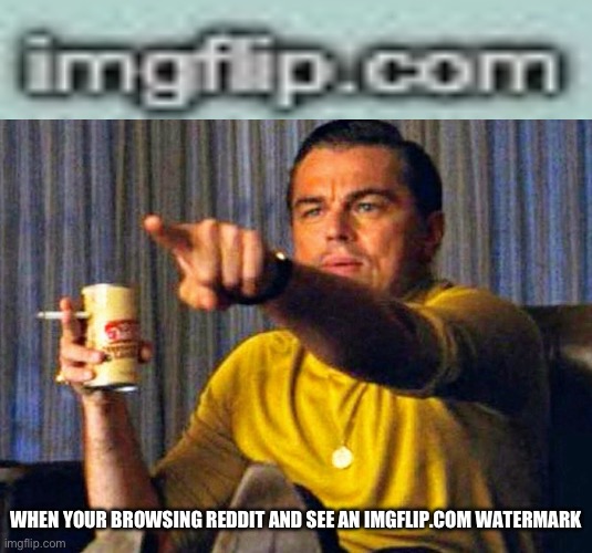 it just randomly appears | WHEN YOUR BROWSING REDDIT AND SEE AN IMGFLIP.COM WATERMARK | image tagged in leonardo dicaprio pointing at tv | made w/ Imgflip meme maker