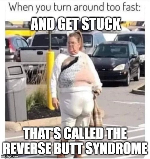 Reverse Butt Syndrome | AND GET STUCK; THAT'S CALLED THE REVERSE BUTT SYNDROME | image tagged in reverse butt syndrome | made w/ Imgflip meme maker