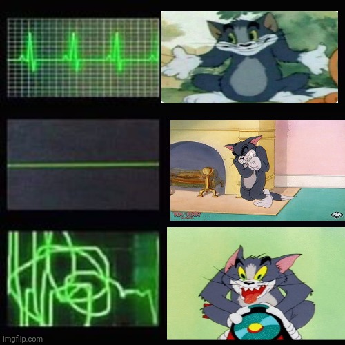 HEARTBEAT RATE BUT ITS TOM INSTEAD | image tagged in heartbeat rate,tom and jerry | made w/ Imgflip meme maker
