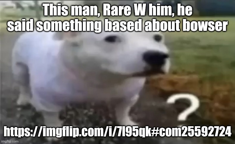 ? | This man, Rare W him, he said something based about bowser; https://imgflip.com/i/7l95qk#com25592724 | made w/ Imgflip meme maker