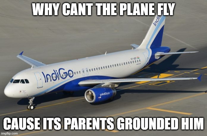 grounded airplane memes | WHY CANT THE PLANE FLY; CAUSE ITS PARENTS GROUNDED HIM | image tagged in memes | made w/ Imgflip meme maker
