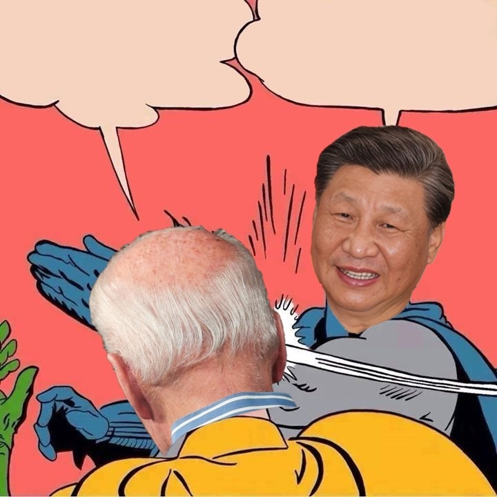 High Quality Xi Jinping slapping Joe Biden Blank Meme Template