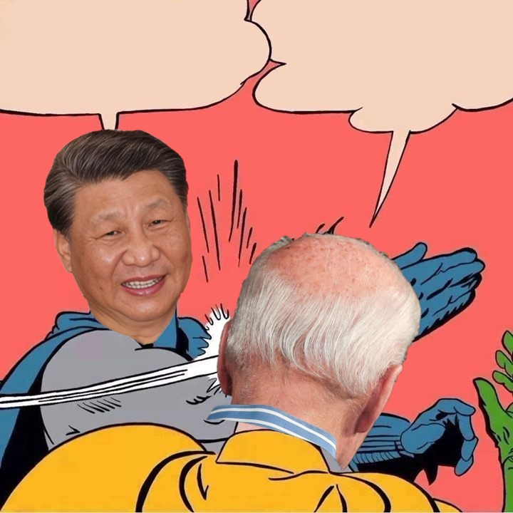 Xi Jinping slapping Joe Biden Blank Meme Template