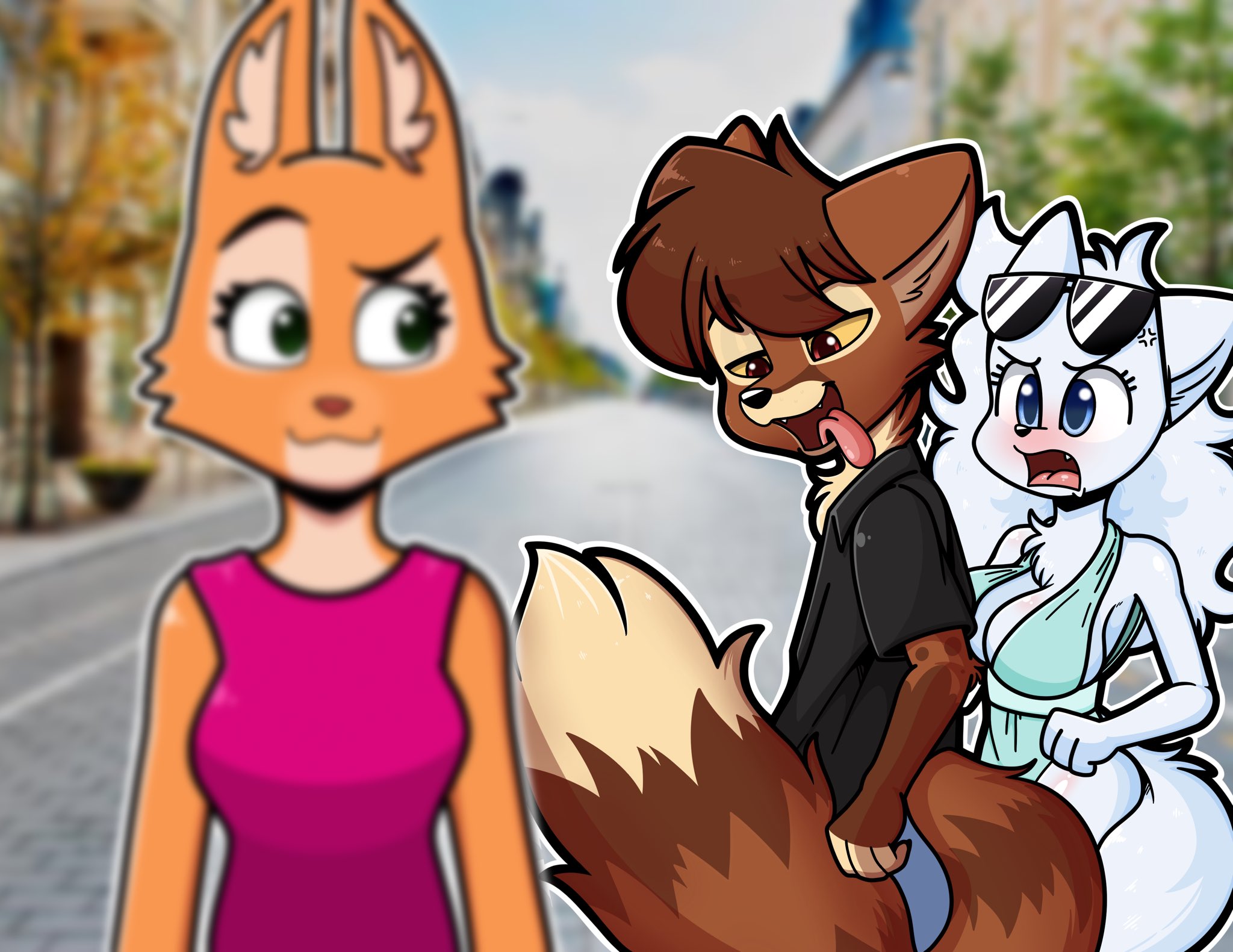 High Quality Distracted Boyfriend, but Furry Blank Meme Template