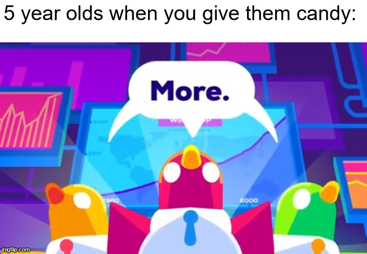 More -Kurzgesagt Birds | 5 year olds when you give them candy: | image tagged in more -kurzgesagt birds | made w/ Imgflip meme maker