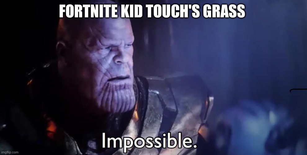 Fortnite kid touch's grass | FORTNITE KID TOUCH'S GRASS | image tagged in thanos impossible | made w/ Imgflip meme maker