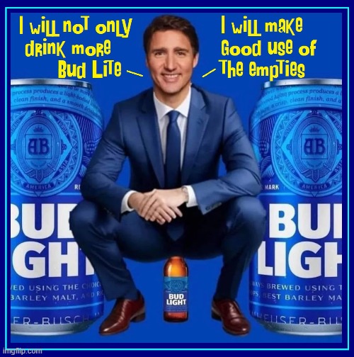 Meanwhile in Canada | image tagged in vince vance,bud light,memes,justin trudeau,prime minister,oh canada | made w/ Imgflip meme maker