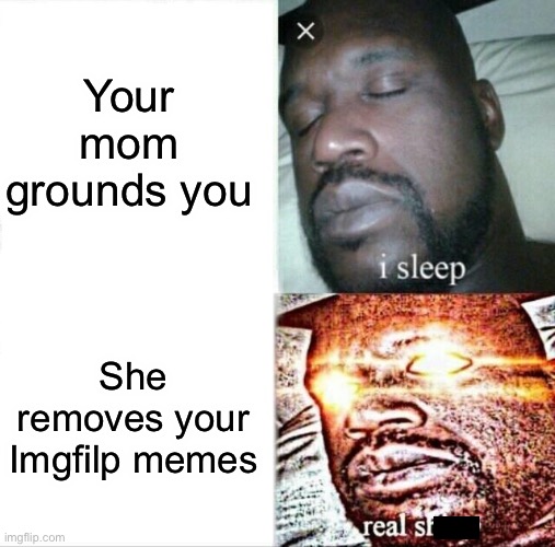 Sleeping Shaq Meme | Your mom grounds you; She removes your Imgfilp memes | image tagged in memes,sleeping shaq | made w/ Imgflip meme maker