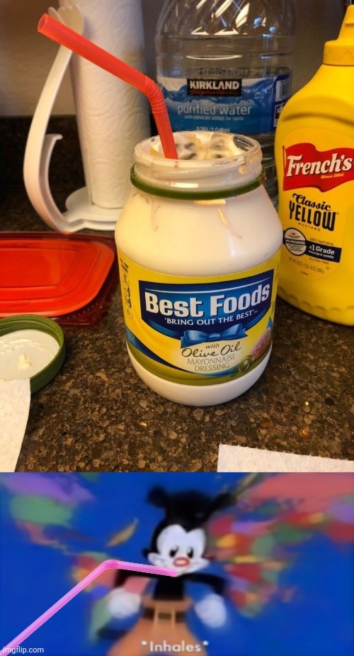 #1,973 | image tagged in yakko inhale,memes,cursed image,cursed,mayonnaise,gross | made w/ Imgflip meme maker