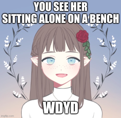 Here | YOU SEE HER SITTING ALONE ON A BENCH; WDYD | image tagged in roleplaying | made w/ Imgflip meme maker