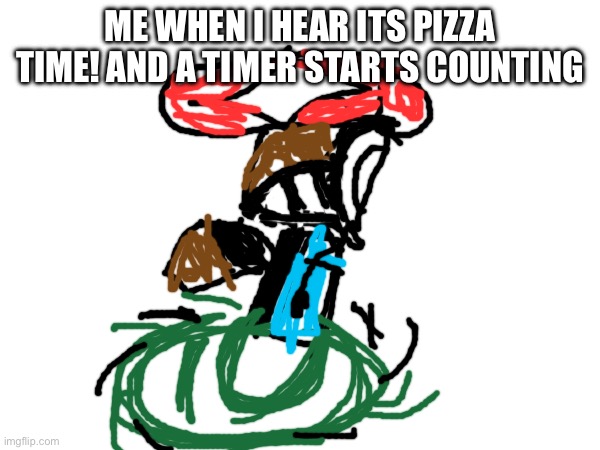YUB LOOKS LIKE THIS | ME WHEN I HEAR ITS PIZZA TIME! AND A TIMER STARTS COUNTING | image tagged in yubnotyoutuber | made w/ Imgflip meme maker