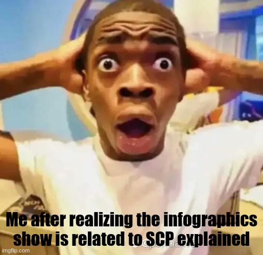 NOOOOOOOOOOOOOOOOOOOOOOOOOOOOO (Jackal note: I am quite upset.) | Me after realizing the infographics show is related to SCP explained | image tagged in shocked black guy | made w/ Imgflip meme maker