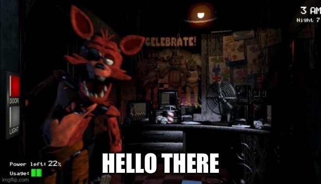 Foxy Five Nights at Freddy's | HELLO THERE | image tagged in foxy five nights at freddy's | made w/ Imgflip meme maker