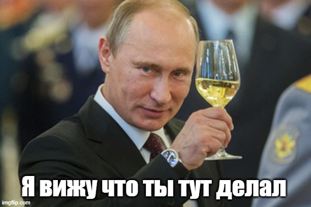 Putin Cheers | Я вижу что ты тут делал | image tagged in putin cheers | made w/ Imgflip meme maker