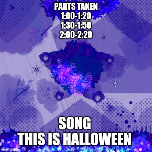 Map update | PARTS TAKEN
1:00-1:20
1:30-1:50
2:00-2:20; SONG 
THIS IS HALLOWEEN | image tagged in dark blue background | made w/ Imgflip meme maker