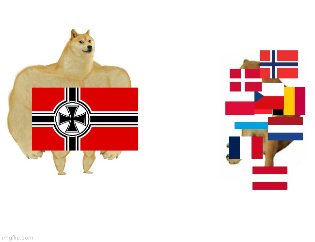 No no germans | image tagged in memes,buff doge vs cheems | made w/ Imgflip meme maker