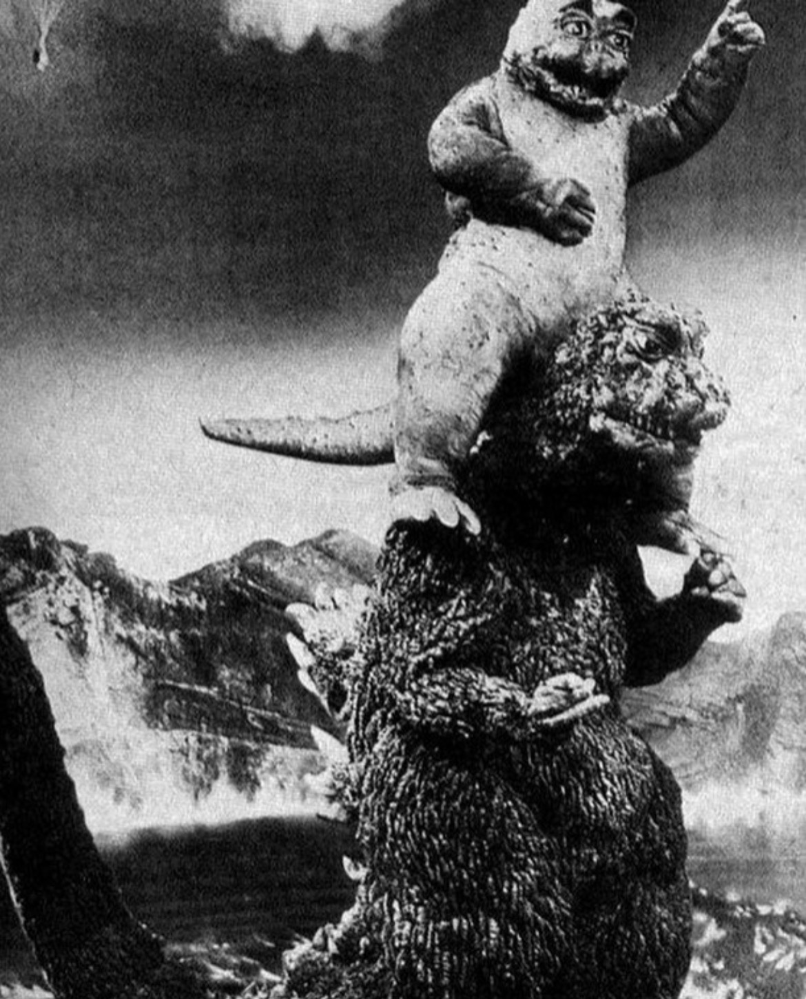 Godzilla and child Blank Meme Template
