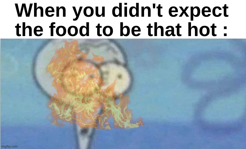 "HELP, MY MOUTH IS BURNING" | When you didn't expect the food to be that hot : | image tagged in memes,funny,relatable,hot food,burning,front page plz | made w/ Imgflip meme maker