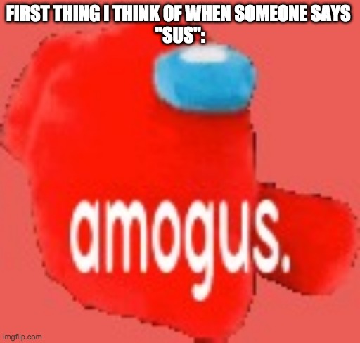 AMOGUS | FIRST THING I THINK OF WHEN SOMEONE SAYS 
''SUS": | image tagged in amogus sussy | made w/ Imgflip meme maker