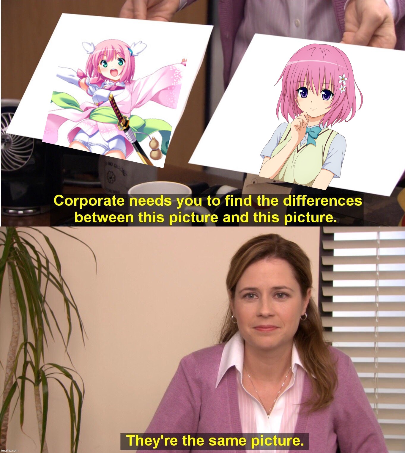 Momo Saotome VS Momo Deviluke | image tagged in memes,they're the same picture | made w/ Imgflip meme maker