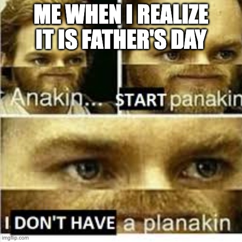 WHAT SOULD I DOOOOOO????????? | ME WHEN I REALIZE IT IS FATHER'S DAY | image tagged in anikan start panikan i dont have a planikan | made w/ Imgflip meme maker