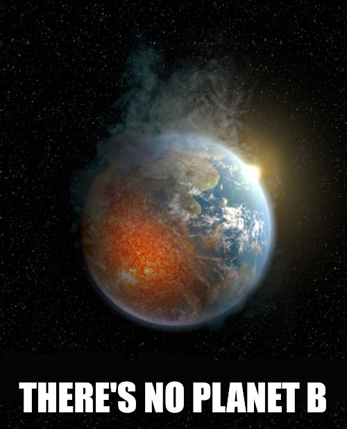 No Planet B | THERE'S NO PLANET B | image tagged in climate change,climate | made w/ Imgflip meme maker