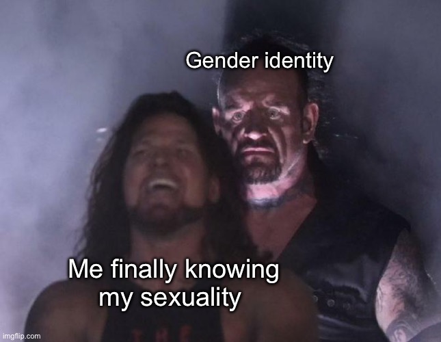 It be like that | Gender identity; Me finally knowing
my sexuality | image tagged in the undertaker,lgbtq | made w/ Imgflip meme maker