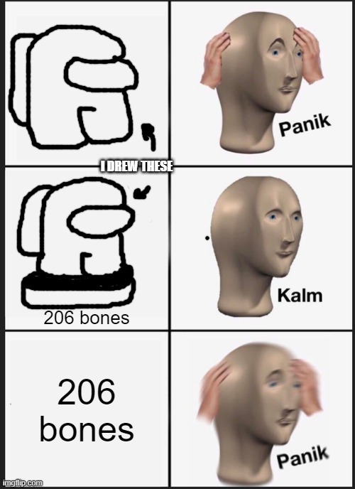 Panik Kalm Panik Meme | I DREW THESE; 206 bones; 206 bones | image tagged in memes,panik kalm panik | made w/ Imgflip meme maker