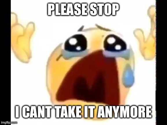 cursed crying emoji | PLEASE STOP I CANT TAKE IT ANYMORE | image tagged in cursed crying emoji | made w/ Imgflip meme maker