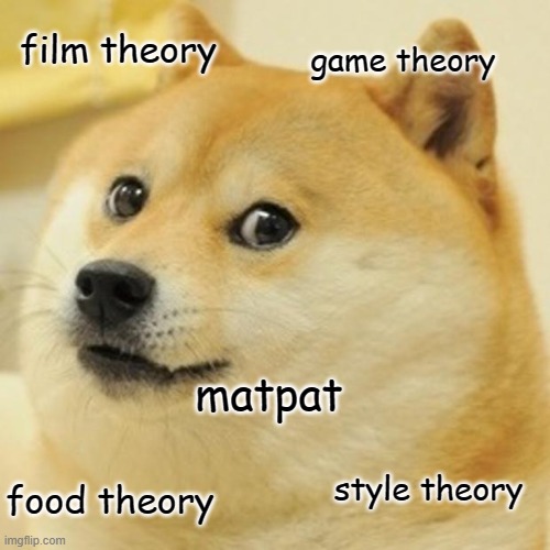 Doge | film theory; game theory; matpat; style theory; food theory | image tagged in memes,doge | made w/ Imgflip meme maker