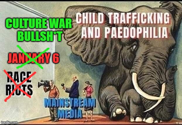 Not to get too negative but they will always redirect from this. Even if they have to cause something to happen. | CULTURE WAR 
BULLSH*T; JANUARY 6 | image tagged in mainstream media,elephant in the room,cancel culture,political correctness,pedophilia,corruption | made w/ Imgflip meme maker