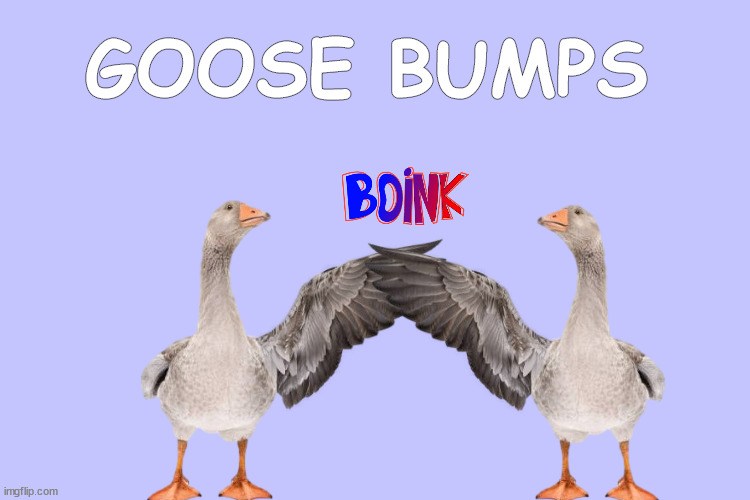 GOOSE BUMPS | image tagged in goose bump,goosebumps,goose,geese,fist bump,memes | made w/ Imgflip meme maker