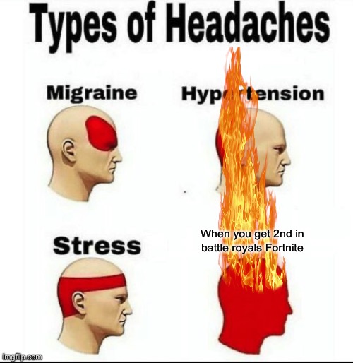 Agh | When you get 2nd in battle royals Fortnite | image tagged in types of headaches meme | made w/ Imgflip meme maker