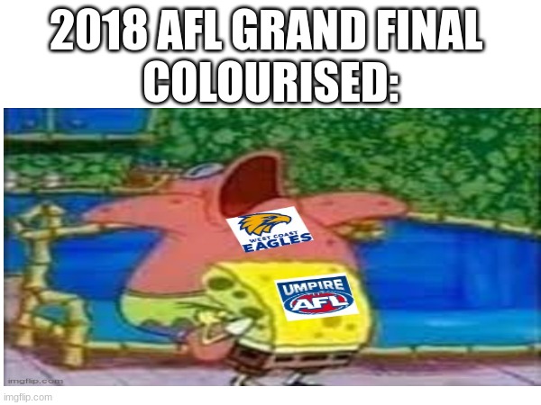 2018 AFL GRAND FINAL 
COLOURISED: | made w/ Imgflip meme maker