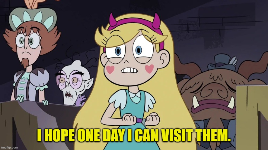 Star butterfly | I HOPE ONE DAY I CAN VISIT THEM. | image tagged in star butterfly | made w/ Imgflip meme maker